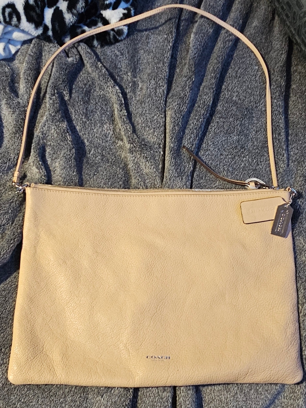 Coach Smooth Buttery Pebbled Leather Crossbody Bag in Beige